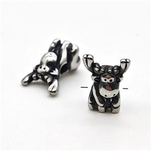 Stainless Steel Moose Beads Antique Silver, approx 8-11mm
