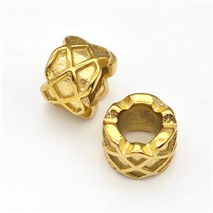 Stainless Steel Tube Beads Large Hole Gold Plated, approx 11mm, 6mm hole