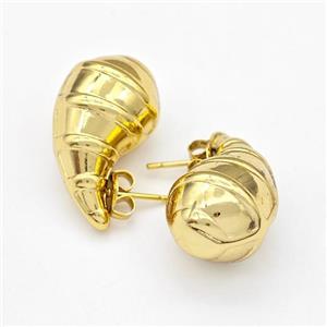 304 Stainless Steel Stud Earring Teardrop Hollow Gold Plated, approx 14-26mm