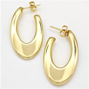 304 Stainless Steel Stud Earring Hollow Gold Plated, approx 20-35mm