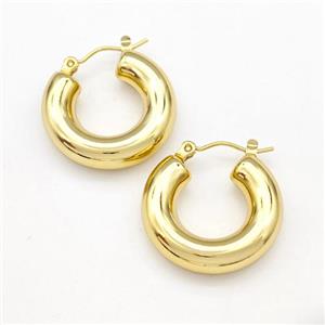 304 Stainless Steel Earring Hollow Gold Plated, approx 23mm dia