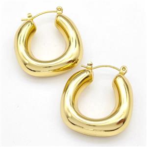 304 Stainless Steel Earring Hollow Gold Plated, approx 8mm, 25-27mm