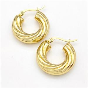 304 Stainless Steel Earring Hollow Gold Plated, approx 7mm, 25mm dia