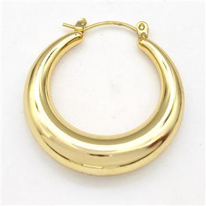 304 Stainless Steel Earring Hollow Gold Plated, approx 33mm dia
