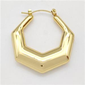 304 Stainless Steel Earring Hollow Gold Plated, approx 35mm dia