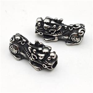 Chinese Pixiu Charms Stainless Steel Beads Large Hole Antique Silver, approx 12-25mm, 3mm hole