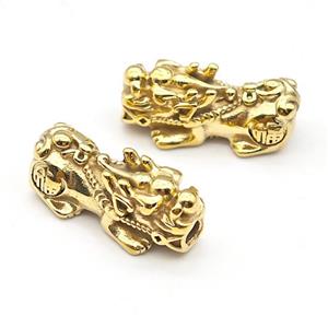 Chinese Pixiu Charms Stainless Steel Beads Large Hole Gold Plated, approx 12-25mm, 3mm hole