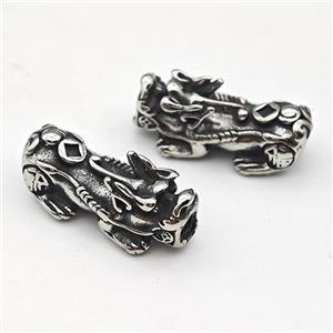 Chinese Pixiu Charms Stainless Steel Beads Large Hole Antique Silver, approx 13-27mm, 3mm hole
