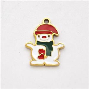 Christmas Snowman Charms Stainless Steel Pendant Multicolor Enamel Gold Plated, approx 12-14mm