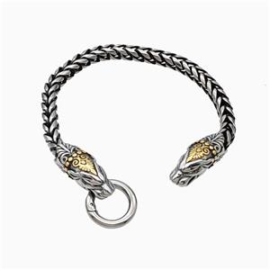 304 Stainless Steel Bracelet Dragon Antique Silver, approx 10-25mm, 6mm, 16cm length