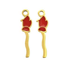 Halloween Broom Charms 304 Stainless Pendant Red Enamel Gold Plated, approx 5-18mm