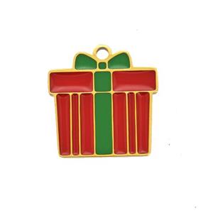 Christmas Gifts Charms 304 Stainless Steel Pendant Enamel Gold Plated, approx 15mm