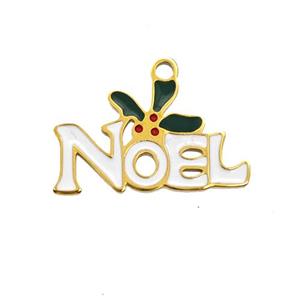 Christmas NOEL Charms 304 Stainless Steel Pendant Enamel Gold Plated, approx 10-17mm