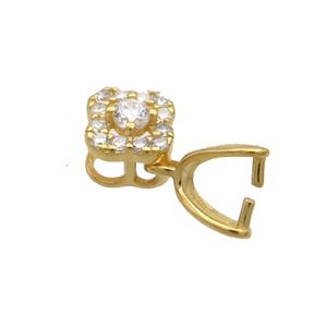 Sterling Silver Pinch Bail Pave Zircon Clasp Gold Plated, approx 6mm