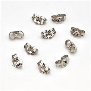 Sterling Silver Earring Back Nuts Platinum Plated, approx 4x6mm