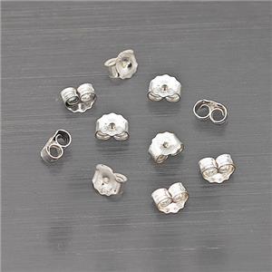 Sterling Silver Earring Nuts Back Shiny Silver, approx 4x6mm