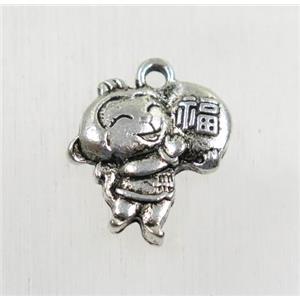 tibetan silver monkey pendants, non-nickel, approx 15mm