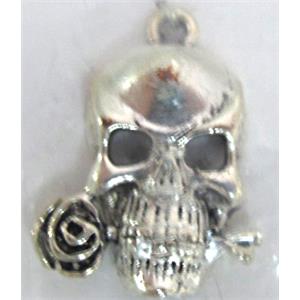 Skull Charm, Tibetan Silver pendants, 17.6x20.7mm