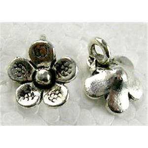 Tibetan Silver Flower Pendant, 10mm dia