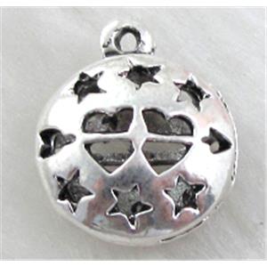 Tibetan Silver Charms Pendant, 16mm dia,8mm thick