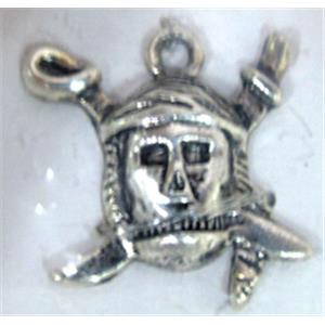 Tibetan Silver Skull Charm pendants, 18x20mm