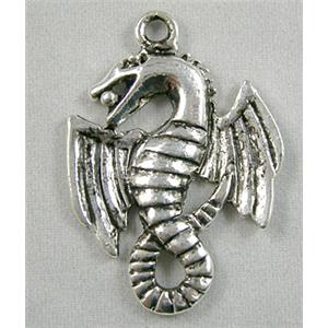 Tibetan Silver dinosaur pendant, 25x34mm