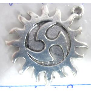 Tibetan Silver sun pendants, 34x31mm