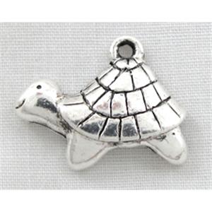 turtle charm, Tibetan silver pendant, 20mm wide