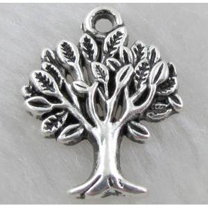 Tibetan Silver tree pendant, lead free and nickel free, 17x22mm