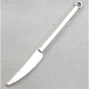 Dessert Knife, Tibetan Silver pendants, Non-Nickel, zinc alloy, 5x65mm