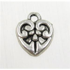 tibetan silver heart pendant, non-nickel, approx 10.5x11mm