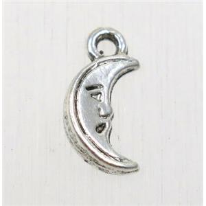 tibetan silver moon pendant, non-nickel, approx 8x11.5mm