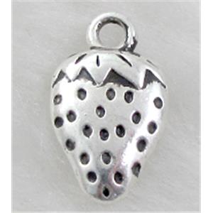 Tibetan Silver strawberry pendant, lead free and nickel free, 10x17mm