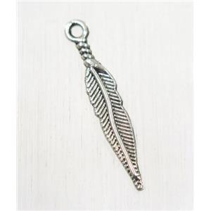 tibetan silver leaf pendants, non-nickel, approx 4.5x25mm