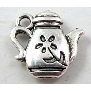 Tibetan Silver Teapot pendant non-nickel, 13x13mm