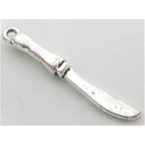 Tibetan Silver charm pendant, Lead free and nickel Free, knife, 25mm length