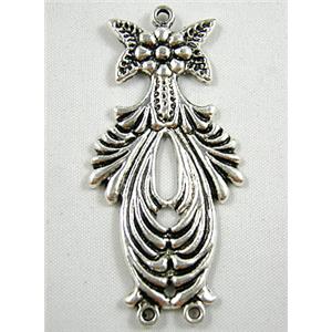 Tibetan Silver Flower pendant Non-Nickel, 30x60mm