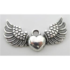 Tibetan Silver pendants, Lead free and nickel Free, wing, 45mm length