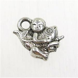 tibetan silver pendants, non-nickel, approx 11x12mm