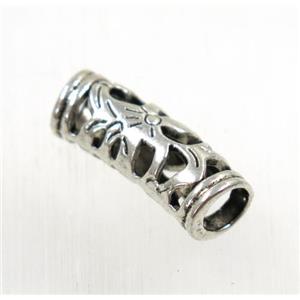 tibetan silver zinc tube beads, non-nickel, approx 6.5x20mm, 4.5mm hole