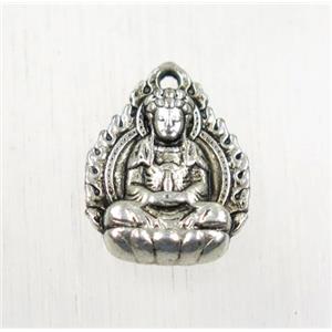 tibetan silver buddha pendant, non-nickel, approx 12x15.5mm