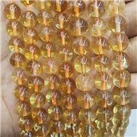 Natural Citrine Beads Yellow Smooth Round A-Grade, approx 6mm dia