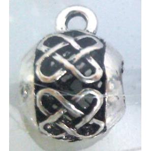 hollow, round tibetan silver hanger bead, lead free and nickel free