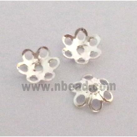 copper caps bead, silver plated