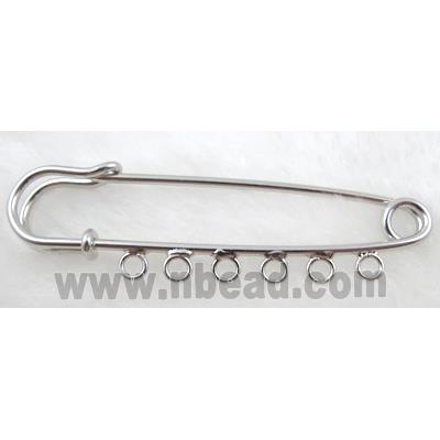 Brooch pins, clip, copper, platinum plated