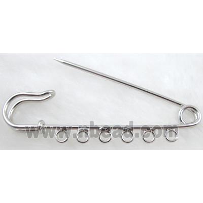 Brooch pins, clip, copper, platinum plated