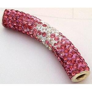 bracelet spacer, copper, fimo tube with rhinestone