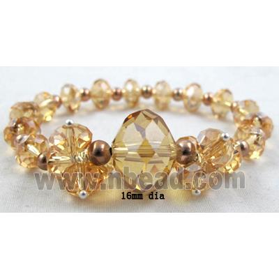 Chinese Crystal Glass Bracelet, stretchy, champagne