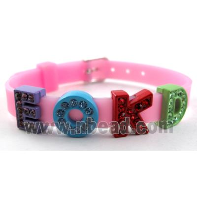 Rubber bracelet Strap, resizable, mixed color