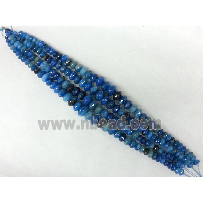 blue Agate rondelle beads Necklace Chain